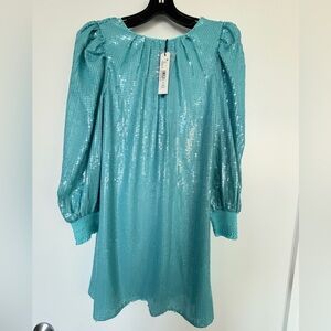 Alice + Olivia Teal Sequin Mini Dress